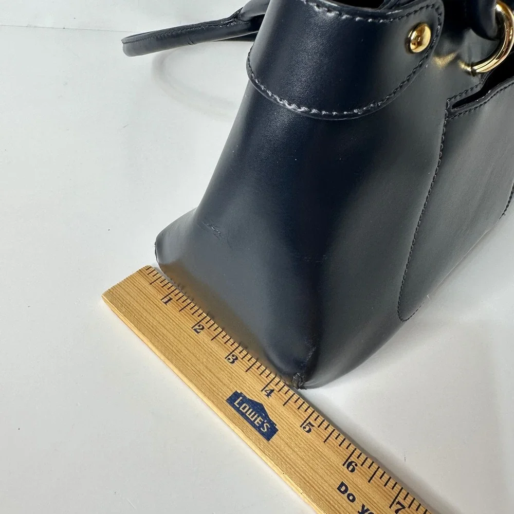 Cromia Navy Blue Leather Shoulder Bag Made in Italy Gold Tone Hardware READ